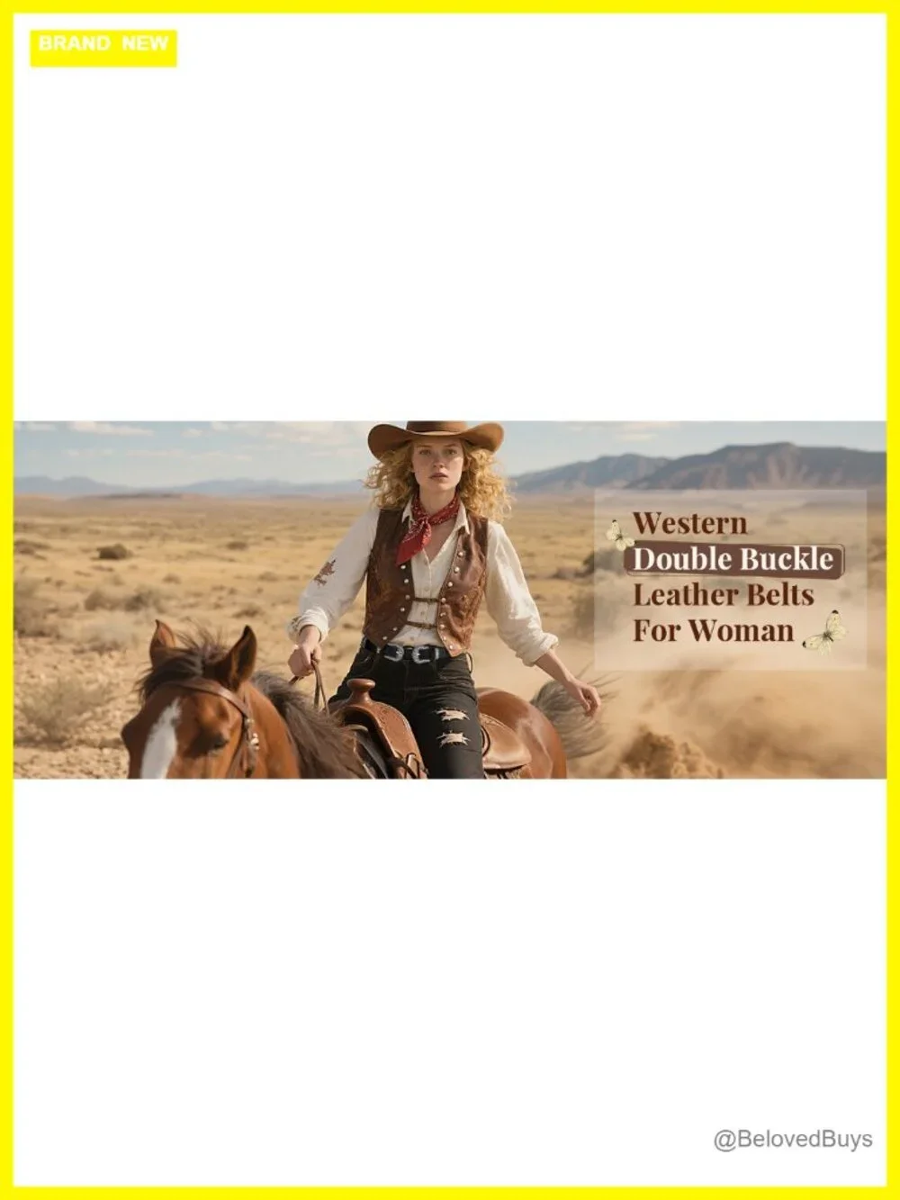 Double Buckle Faux Leather Western Belt for Women Cowgirl Country